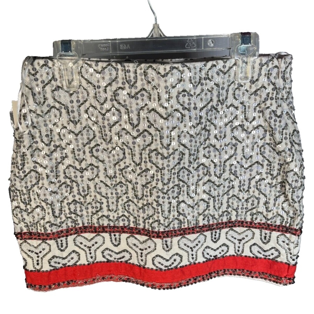Zara Sequin Mini Skirt - Black, White, and Red NWT